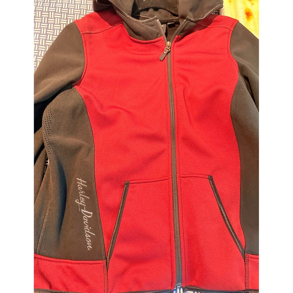 Harley-Davidson Women's Red Black Zip Hoodie Jacket Large